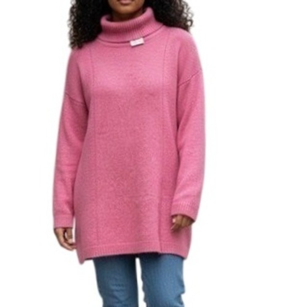 Pretty garden Pink Tunic Turtle Neck Long Sleeve Knit Sweater Dress Women's Sz M